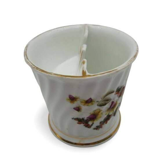 SHAVING MUG Floral Design Porcelain Yellow Flowers German Vintage - Picture 3 of 10